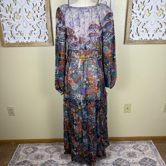 Maeve | Anthropologie Annabella Maxi Dress Boho Tiered Ruffled V-Neck Size 4 - Picture 8 of 11